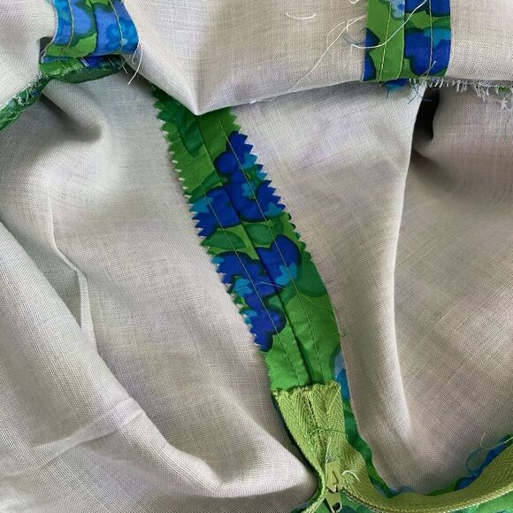 Vtg 1970s Lord & Taylor Dress Women's Small Silk Blue Green Floral Mod - Picture 5 of 6